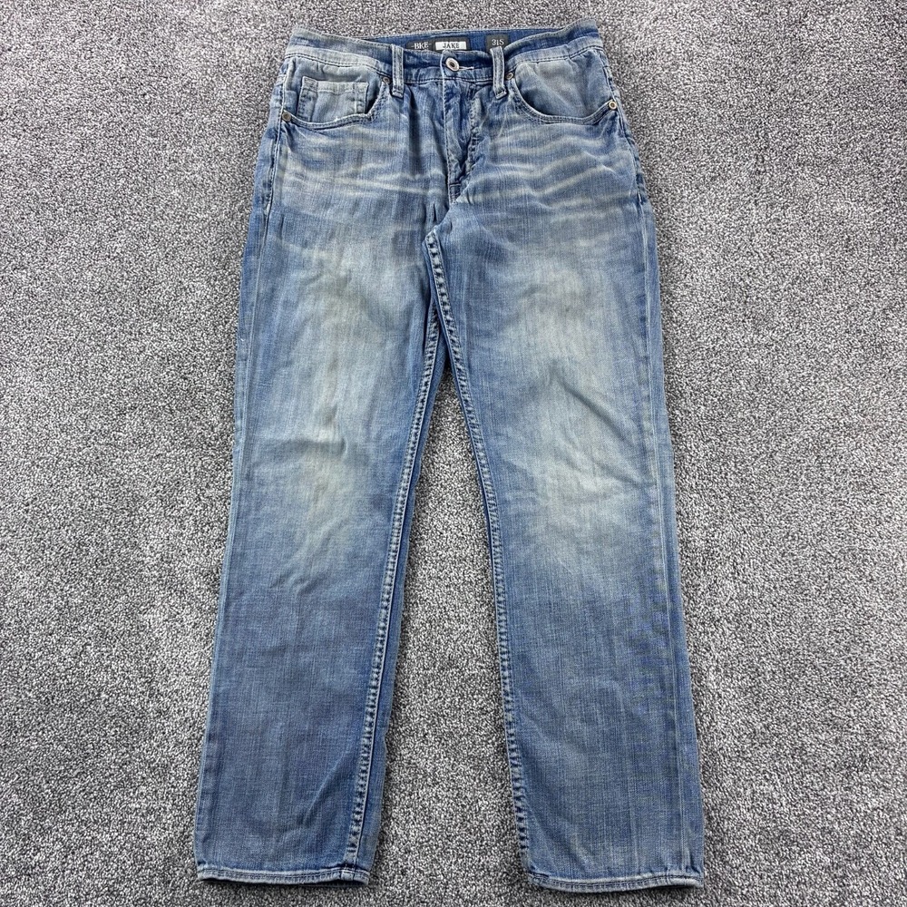 BKE Buckle Jeans Mens 31S‎ Blue Jake Straight Leg Western White Stitch Whiskers